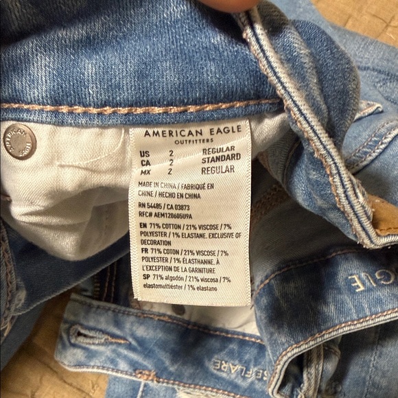 American Eagle Outfitters Light Blue Distressed Flare Jeans - Picture 2 of 3